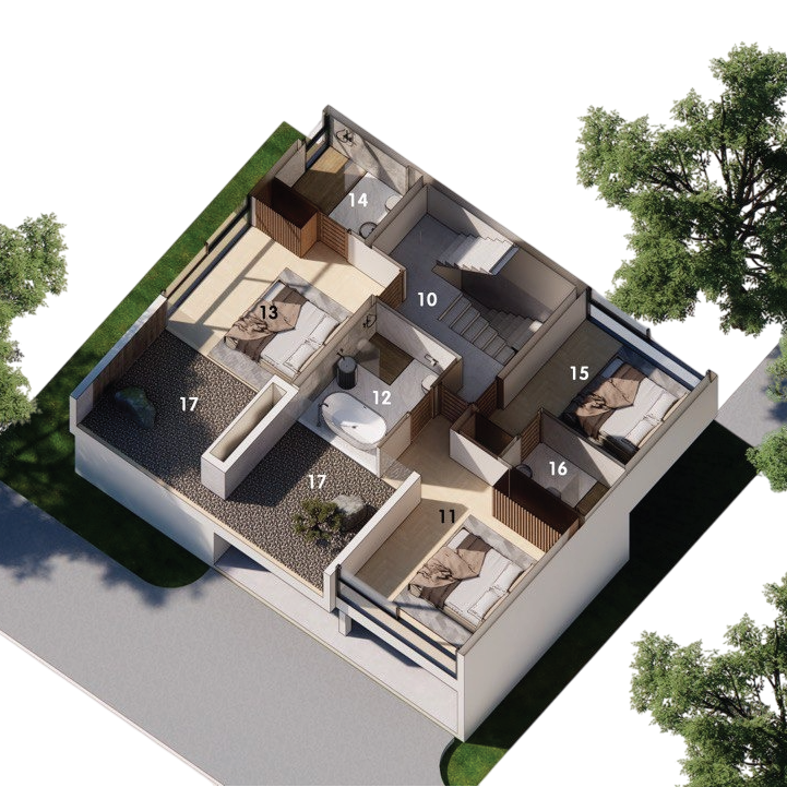 IO Villas — план 1-го этажа: спальни