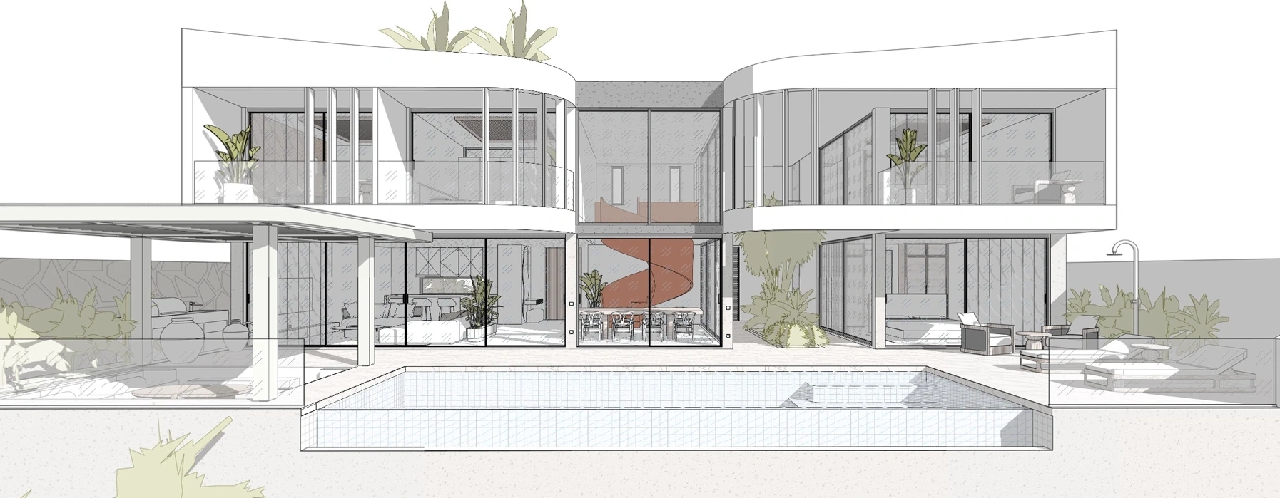 Wasana Villas — 3D-рендер архитектурного разреза