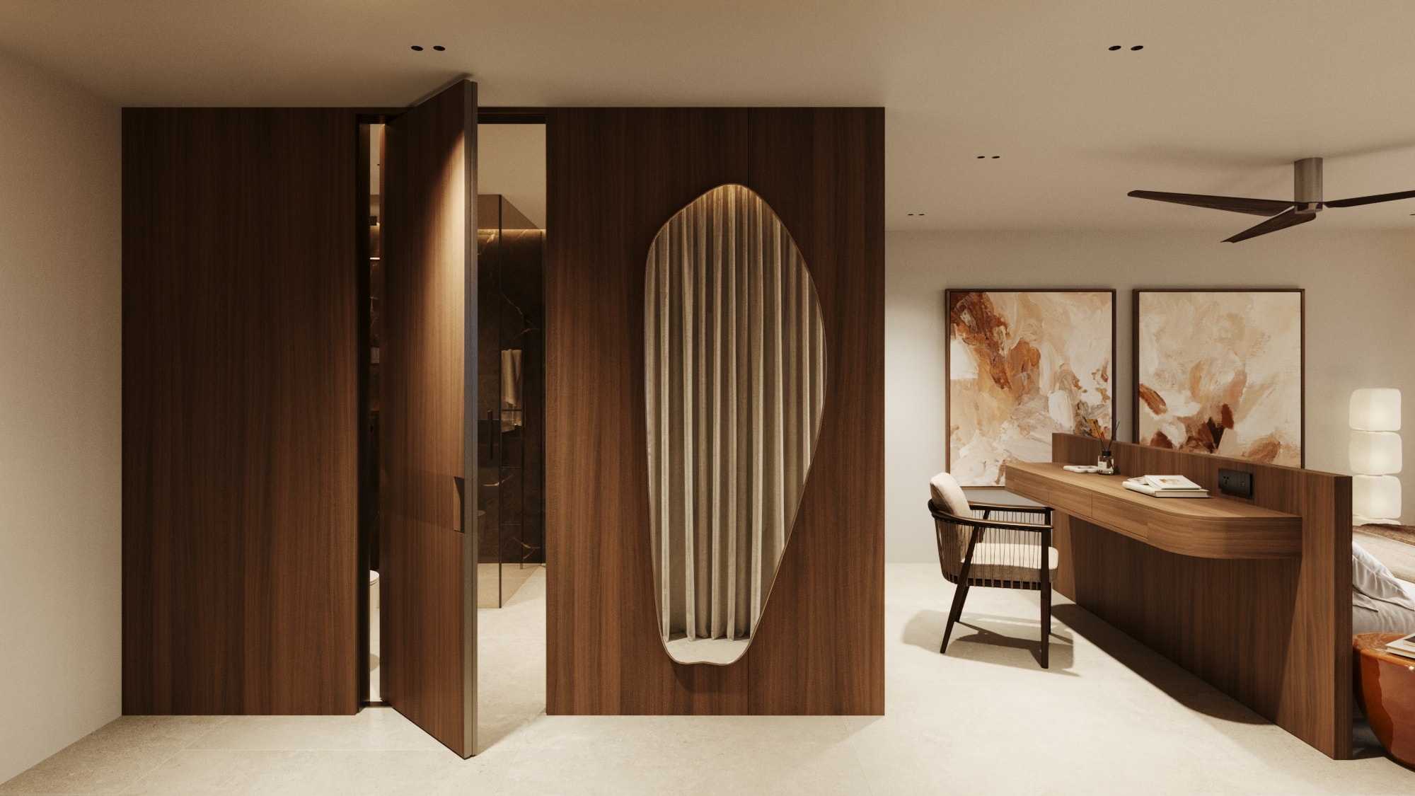 Wasana Villa — Bedroom 2: room view with wardrobe and lounge chair