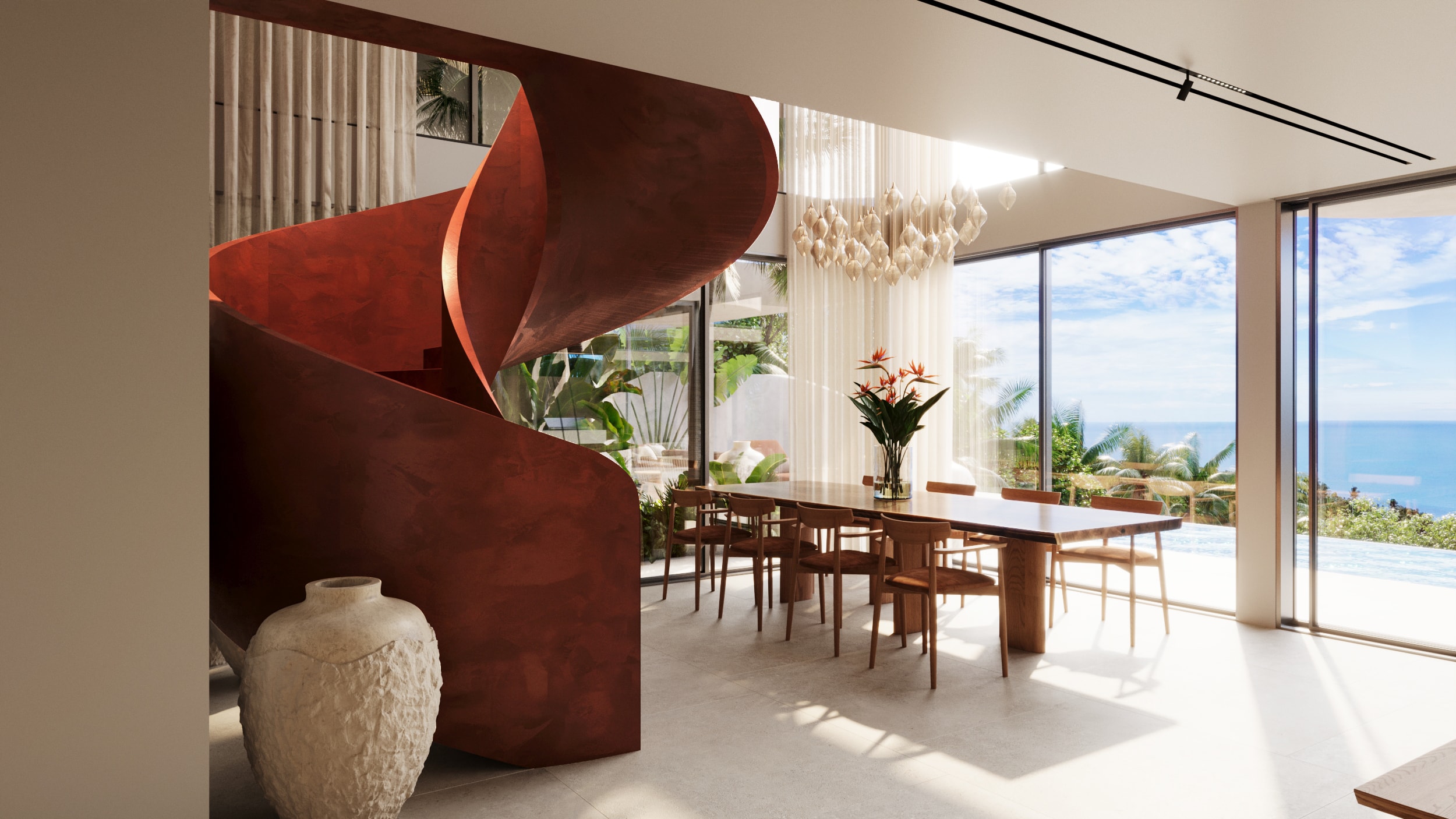 Wasana Villa — living room with sea view and modern furnishings
